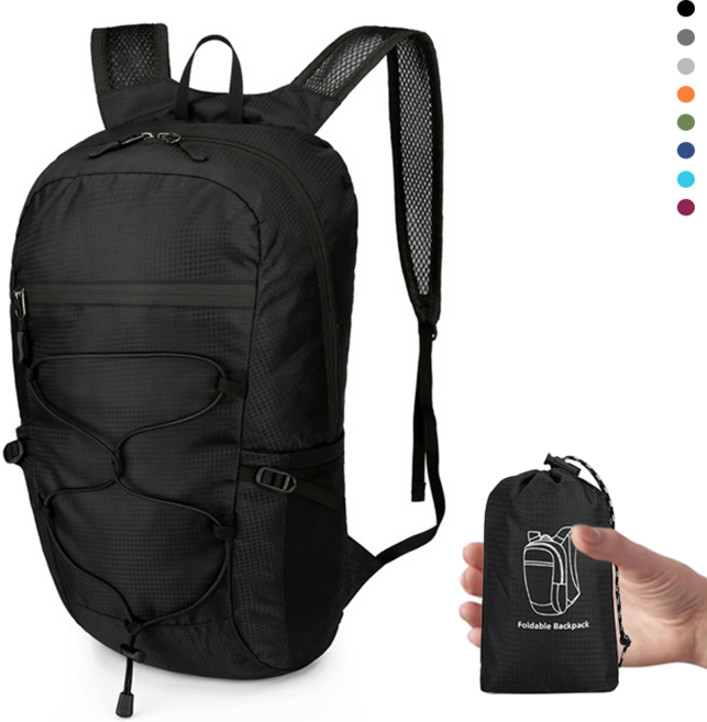 레티스포츠 접이식 초경량 깃털 백팩, 블랙