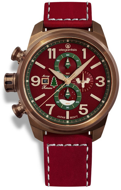 elegantsis 愛樂時 紅聖誕特別限定款 46mm ELJT48MQS-OR02LC, 詳見包裝