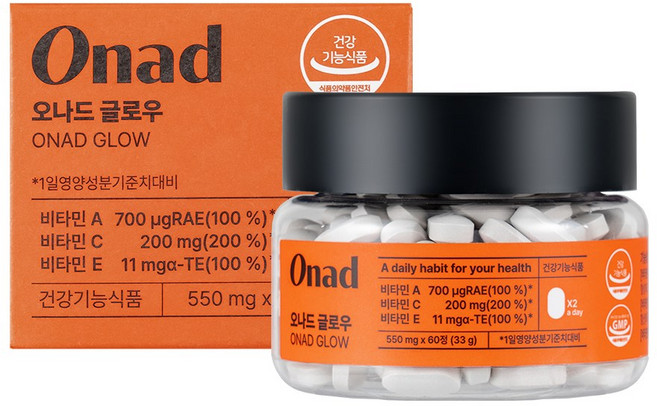 오나드글로우 여성피부영양제 멀티항산화 비타민A C E 함유, 1개, 60정