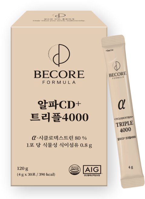 비코어포뮬러 알파CD 트리플4000 고함량 알파CD분말 식약청인증100% HACCP 알파시클로덱스트린 알파시디, 1개, 30회분