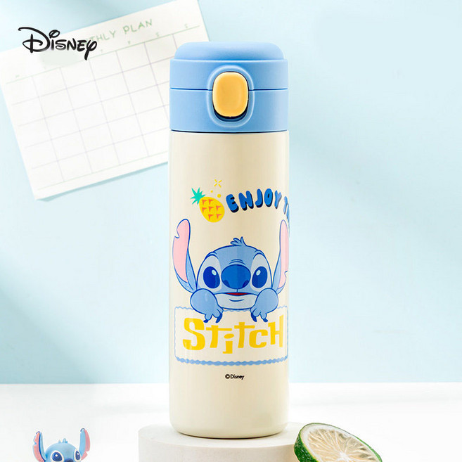 디즈니 주토피아 캐릭터 휴대용 텀블러 보온보냉 물병 스텐, 1개, 420ml, 블루 스티치