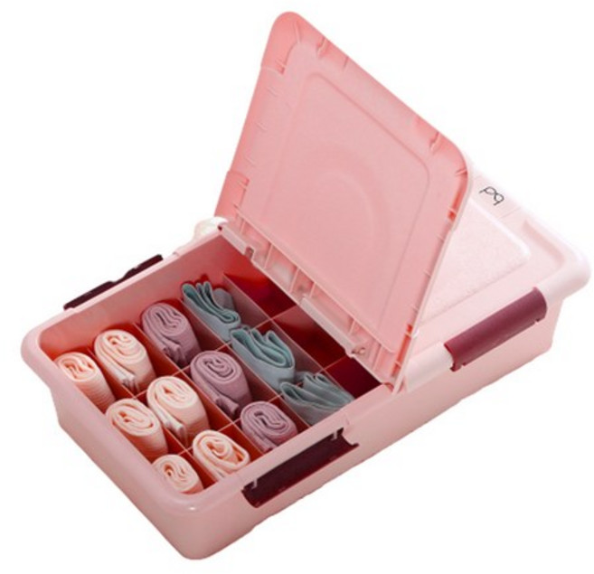 마이닝 플라스틱 16칸 더블오픈 속옷정리함, 10개, pink