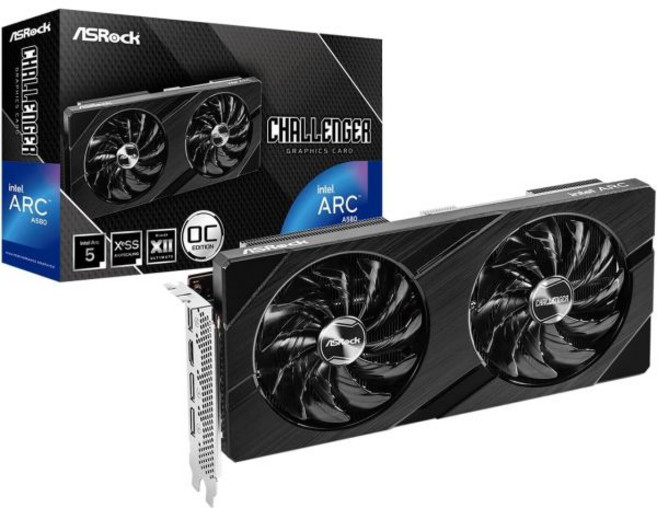 ASRock 인텔 Arc A380 챌린저 ITX 6GB OC 그래픽 카드 | 싱글 슬롯 ITX | 2250MHz | 6GB GDDR6 | 디스플레이포트 2.0 | HDMI 2., A580 Challenger 8GB OC, 1개