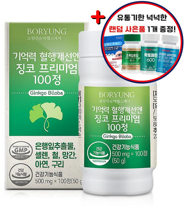 보령 기억력 혈행개선엔 징코 프리미엄100 + 랜덤 사은품1개 증정, 1개, 100정