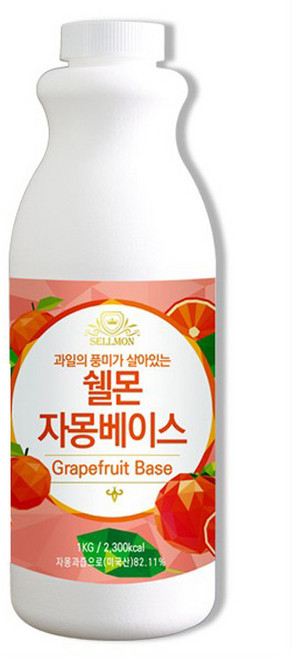 쉘몬 자몽 과일 농축액 과육 과즙 음료홈 카페 에이드 베이스, 1kg, 2개