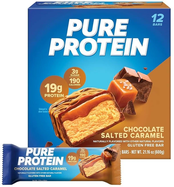 퓨어프로틴 단백질 바 초콜릿 솔티드 캐러멜 12개 총 600g, 초콜릿 솔티드 카라멜 - 쿠팡