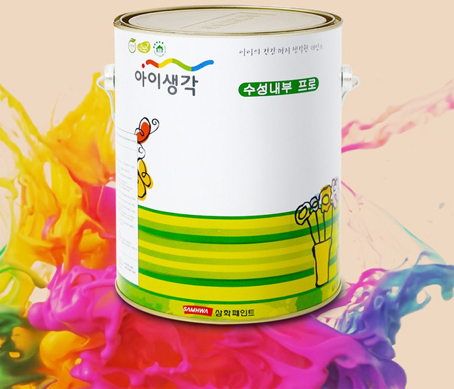 아이생각 삼화 벽지 수성 벽 셀프 친환경 실크벽지 벽지 방문 가구 몰딩 수성내부프로 백색 4L, 화이트, 1개