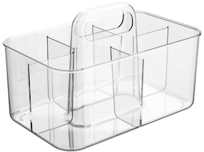 락톡마켓 칸막이 연필꽂이 브러쉬 꽂이 다용도 수납 정리함, 1개, 투명