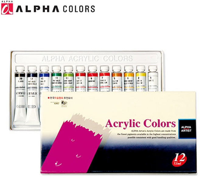 알파 베이직 아크릴물감 12색 7.5ml