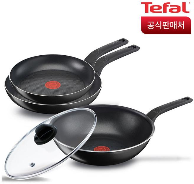 테팔 심플리클린 4종(후라이팬24+28+웍28+정품뚜껑), 단품, 1개