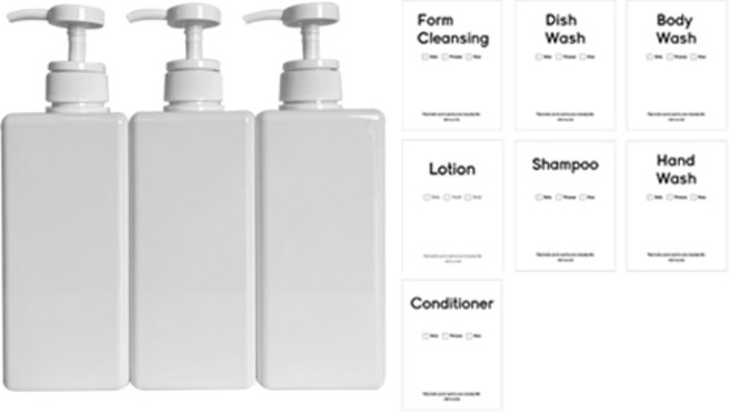 뉴앤룩 욕실 디스펜서 650ml, 화이트, 3개