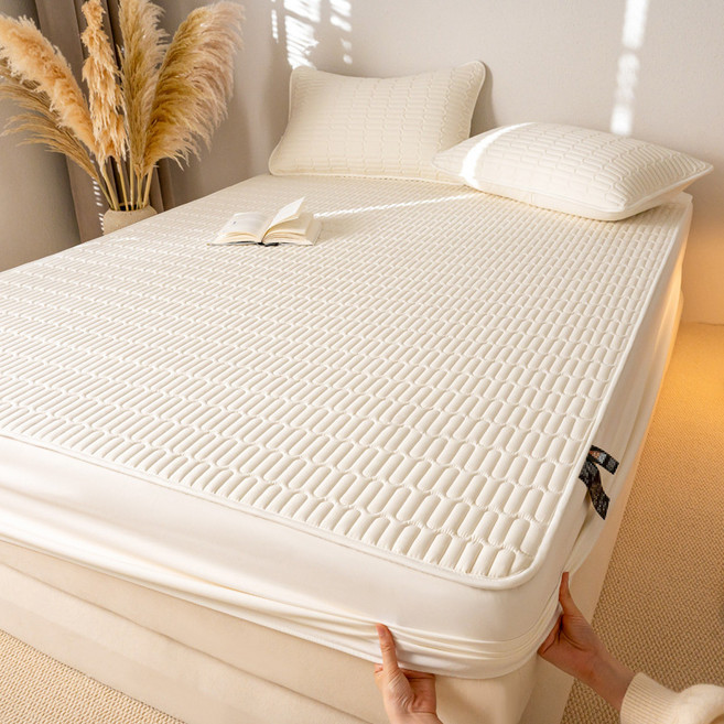 LINSHU 부드러움 누빔 매트리스커버 통기성 방수