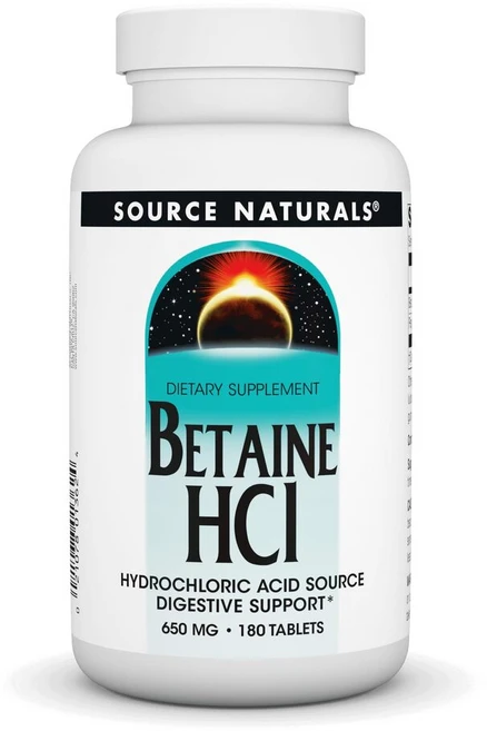 Source Naturals 소스네츄럴 Betaine 베타인 HCl 650 mg 180정, 1개 - 쿠팡