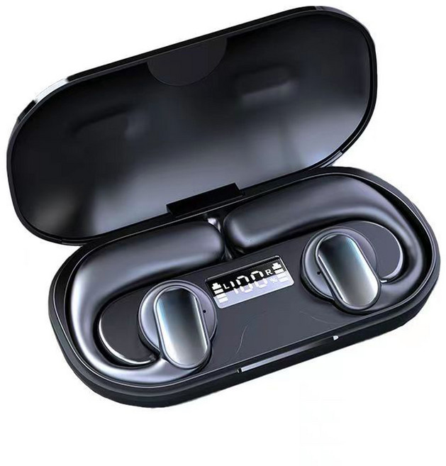 SMABAT 블루투스 무선 이어폰 공기 전도 블루투스 이어폰 TWS 스포츠 블루투스 이어폰, 블랙