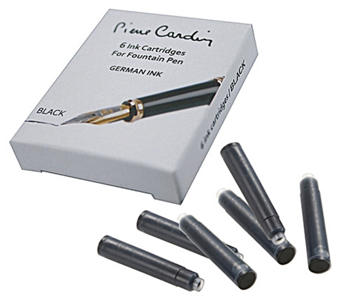 제도용필기구 피에르가르뎅)잉크 카트리지(블랙/6개입) 피에르가르뎅, 단품, 단일 필기구 심 굵기