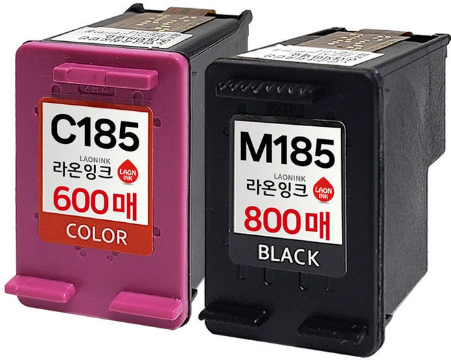 (800매 특대용량 세트) INK-M185 잉크 INK-C185 호환 SL-J1680 J1683 J1685 J1780W J1780DW J1785W M185XL C185XL 라온잉크, 1세트, 검정+컬러
