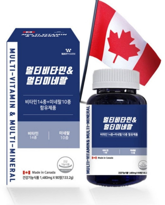 웨이팜 멀티비타민 미네랄 식약처인정 복합기능성 망간 칼슘 마그네슘 종합비타민 영양섭취 식약처 인정 복합기능성, 180정, 1개