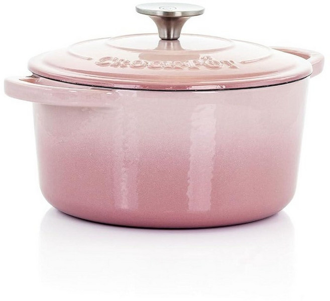 Crock-Pot Artisan 원형 에나멜 주철 더치 오븐 5쿼트 선셋 오렌지, 3-Quart, 블러쉬 핑크, 1개