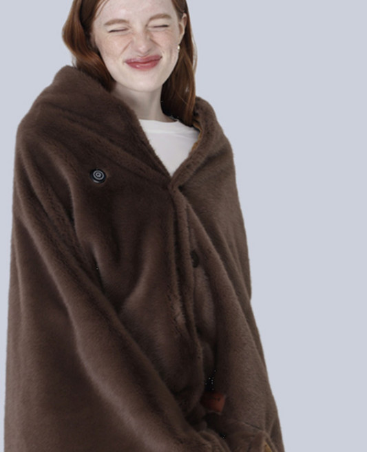 [ONNlnine9] USB 전기 발열 온열 망토 사무실 무릎 담요, 165*83cm, 브라운