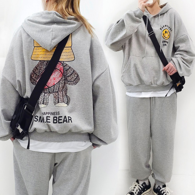 [면/기모선택 4XL] 스케치 후드 스웨트 셋업 55~88까지 2COLOR 후드+조거팬츠 SET 츄리닝 트레이닝 오버사이즈 루즈핏 세트