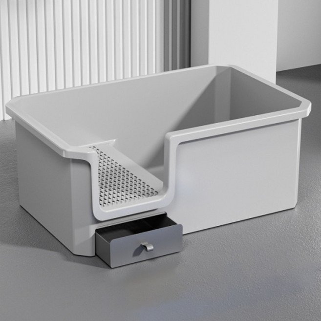 CYLIFE 초대형 고양이 화장실 반밀폐형 고양이 화장실 높은 울타리 복도형 애완동물 화장실, 68*42*21센티미터, 68CM, 1개