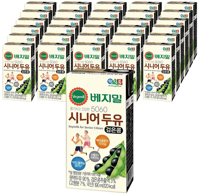 베지밀 5060 시니어 두유 검은콩, 190ml, 32개