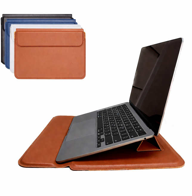 미룬토 휴대용 맥북 갤럭시북 거치대 손목보호 노트북 커버 파우치, 1개, 브라운