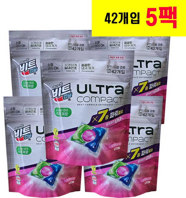 비트 울트라 콤팩트 캡슐세제 일반/드럼겸용 스위트블로썸향, 5개, 42개입