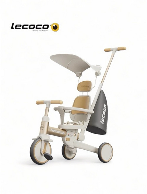 Lecoco 兒童多功能三輪車 學步車 滑步車 溜娃神器 兒童節禮物, 1個, 沃克S3max-24三輪車奶白咖, 奶白咖, N/A