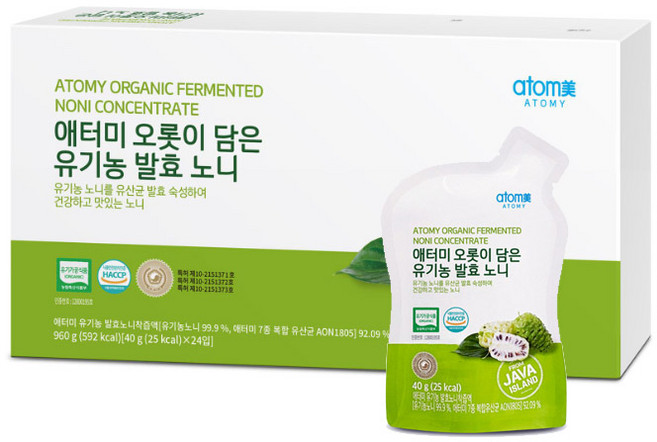 애터미 오롯이 담은 유기농 발효 노니 파우치, 24개, 40g