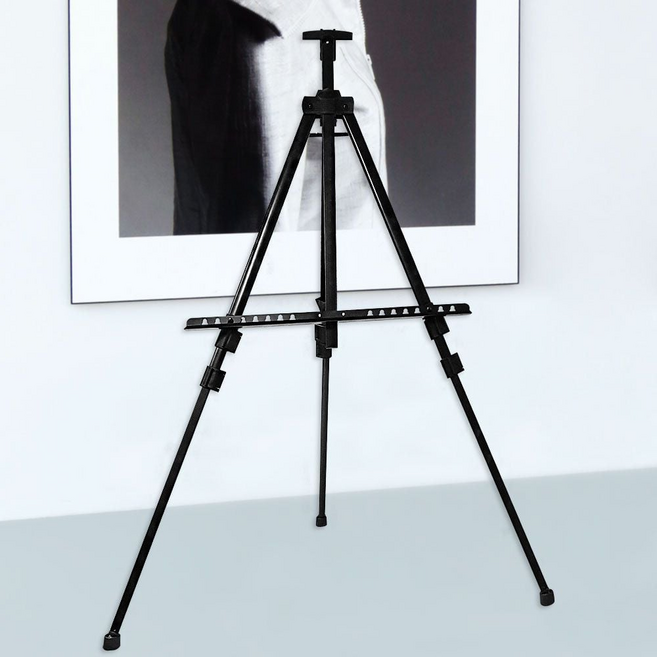 대형 접이식 메탈 스탠드 이젤 캔버스 거치대 그림 액자 받침대 전시대 아트 진열대, 단일옵션