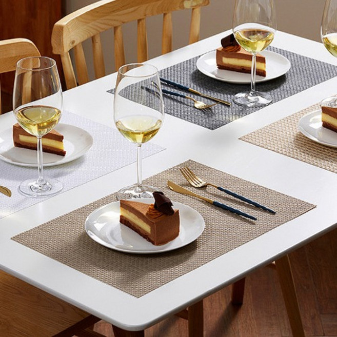 호텔식 고급 식탁 매트 북유럽풍 실리콘 방수 테이블 매트, 모시-브라운블랙, 쿠팡 본상품선택, 1개
