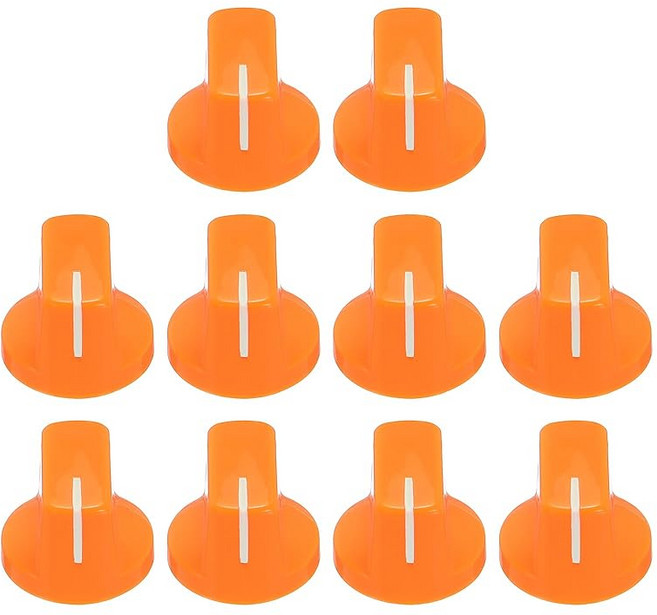 uxcell 오렌지색 기타 이펙트 페달 노브 10개 세트 9/16 플라스틱 인서트 일렉트릭 앰프/기타/베이스 볼륨 컨트롤용, 1개