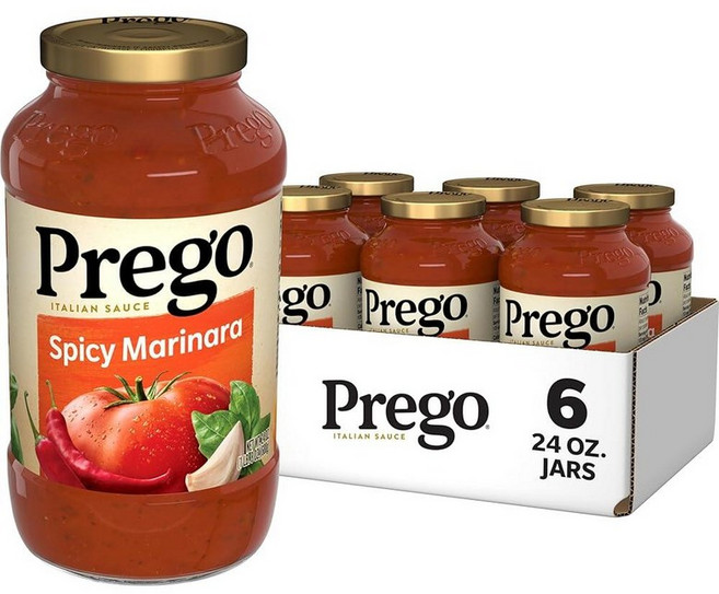 Prego Chunky Roasted Garlic and Herb Pasta Sauce 23.75 oz Jar 265853, 스파이시 마리나라, 24 Ounce (Pack of 6)