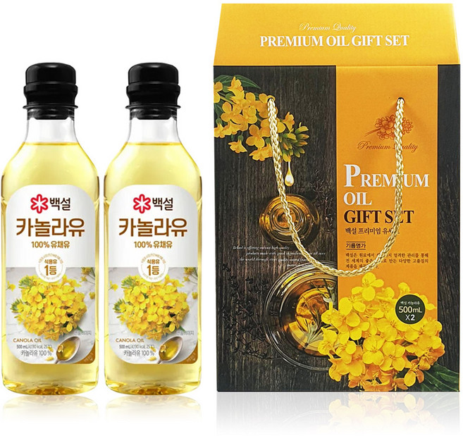 백설 100% 카놀라유 프리미엄 선물세트 명절선물 500mlX2P, 2개, 500ml