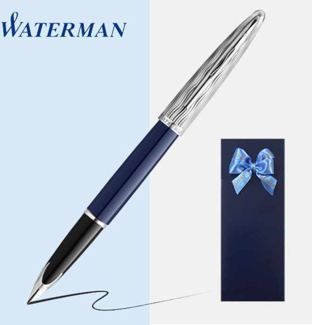 워터맨 만년필 까렌 디럭스 [무료선물포장], F촉(보통촉), 디럭스 메탈 블루 CT