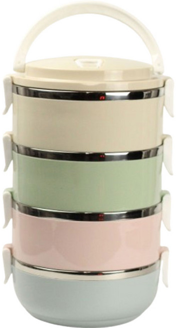 BSI 스텐 찬합 피크닉찬합 직장인 소풍 도시락통 런치박스, 1개, 4단