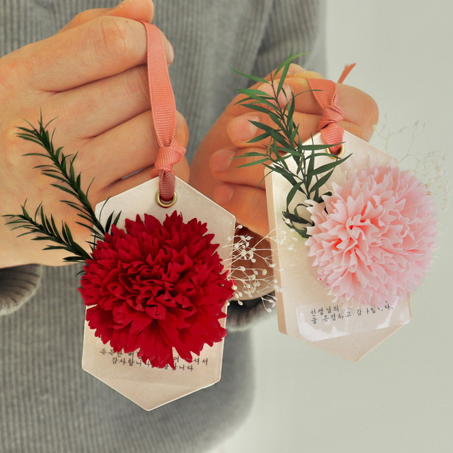 카네이션 석고방향제 만들기 diy 키트 2개 완성 몰드 2개 제공 어버이날 가정의달, 주황, 잉글리쉬페어프리지아