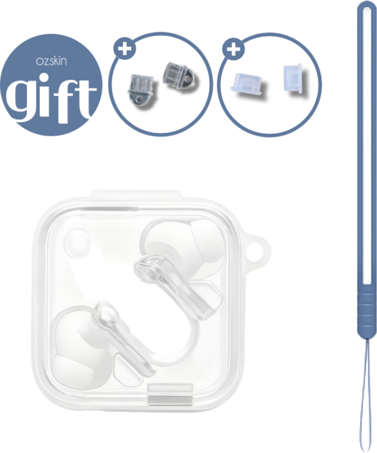 낫싱 이어 3 투명 케이스 실리콘 랜야드, 블루