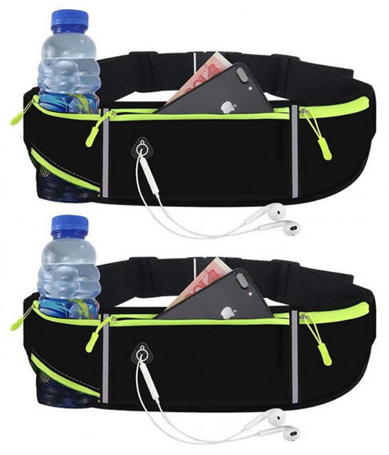 런닝 슬링백 힙색 러닝벨트 블랙 달리기 등산 핸드폰 주머니 힙쌕 허리색 허리 벨트 운동 가방, 2개