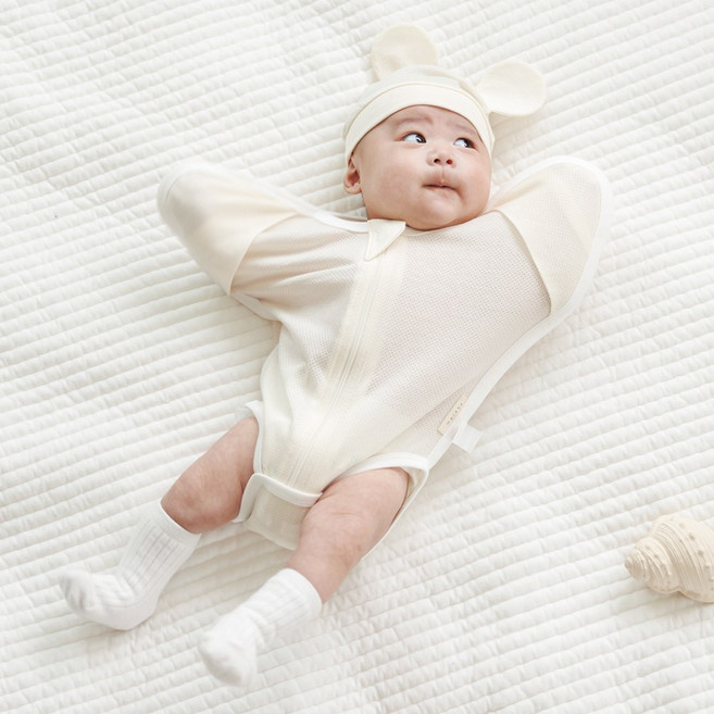 메르베 신생아 코튼메쉬 달잠 스와들 수트 태열 모로반사방지 나비잠 속싸개