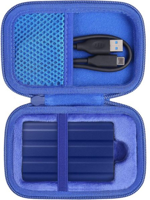 co2CREA 하드 여행용 케이스 교체용 삼성 T7 터치 휴대용 SSD 500GB 1TB 2TB 외장 솔리드 스테이트 드라이브 검은색 내부 파란색, for 1 Hard Drive (T7 Shield/T9, Blue Case, 1개