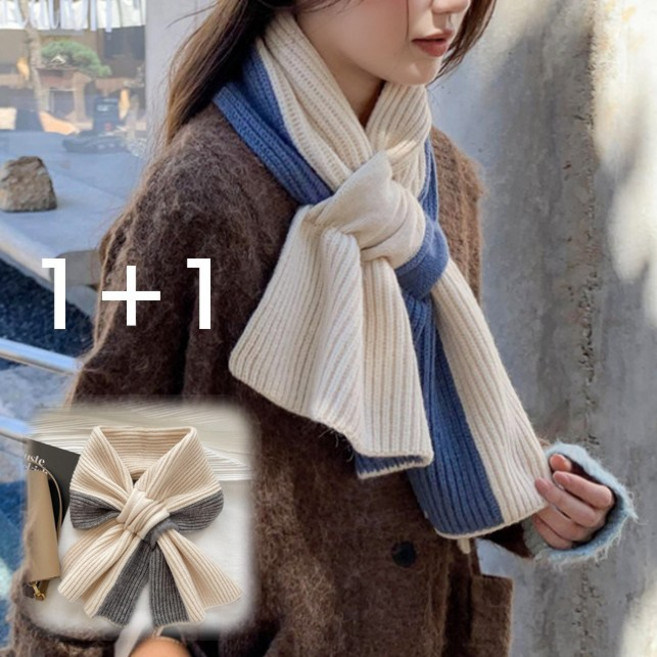 투톤 목도리 1+1 착용 쉬운 부드러운 니트 머플러