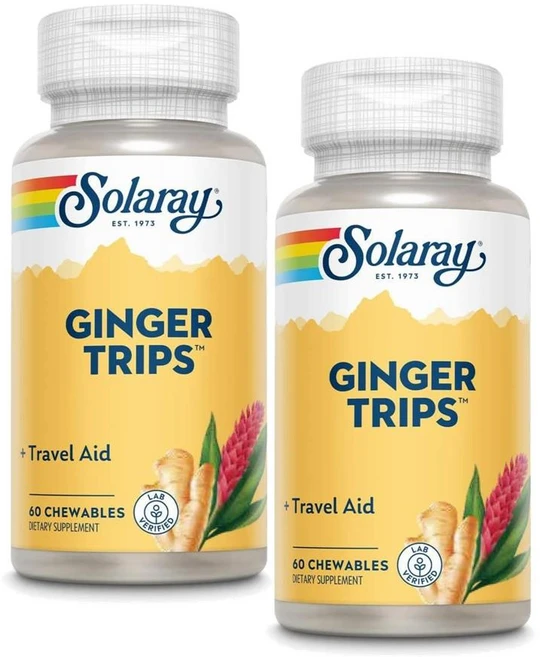 솔라레이 진저 트립 트래블 에이드 츄어블 SOLARAY Ginger Trips, 2개, 60정 - 쿠팡