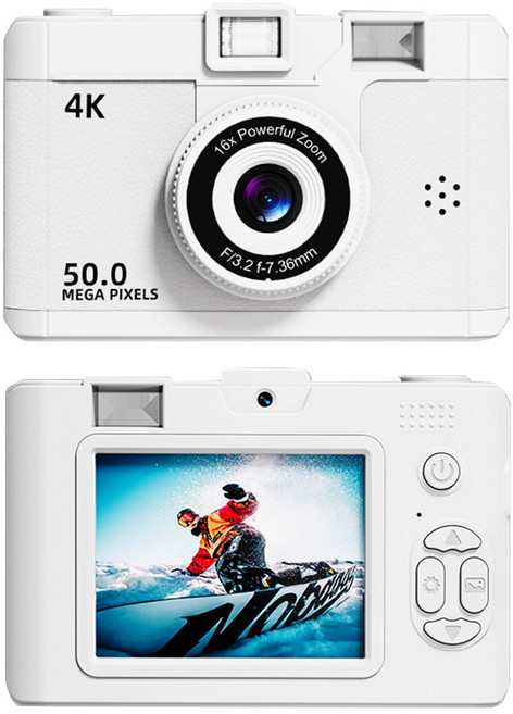 4K 數位相機 16倍變焦 5000萬像素 2.4吋螢幕 支援Wi-Fi, 白色M16