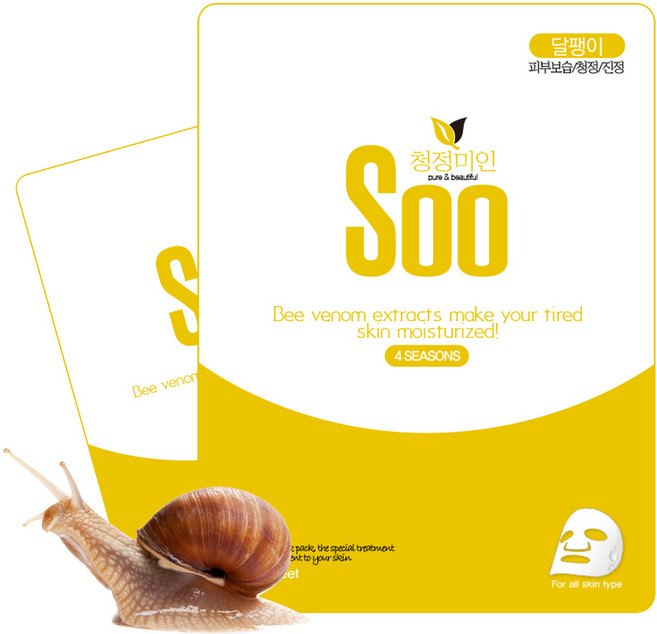 청정미인 에센스 달팽이 마스크팩, 1개입, 100개