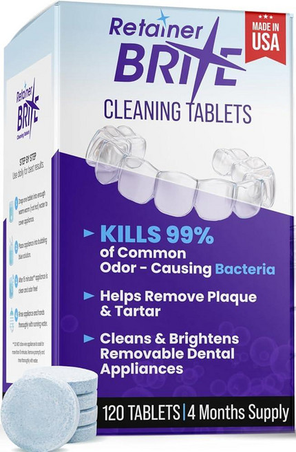 Retainer Brite - Invisalign 마우스 가드 클리너 나이트 가드 클리닝 등을 위한 리테이너 클리너 태블릿. 초음파 클리너용 클리닝 태블릿. 120정 - 4, Retainer Brite - Invisalign, 마