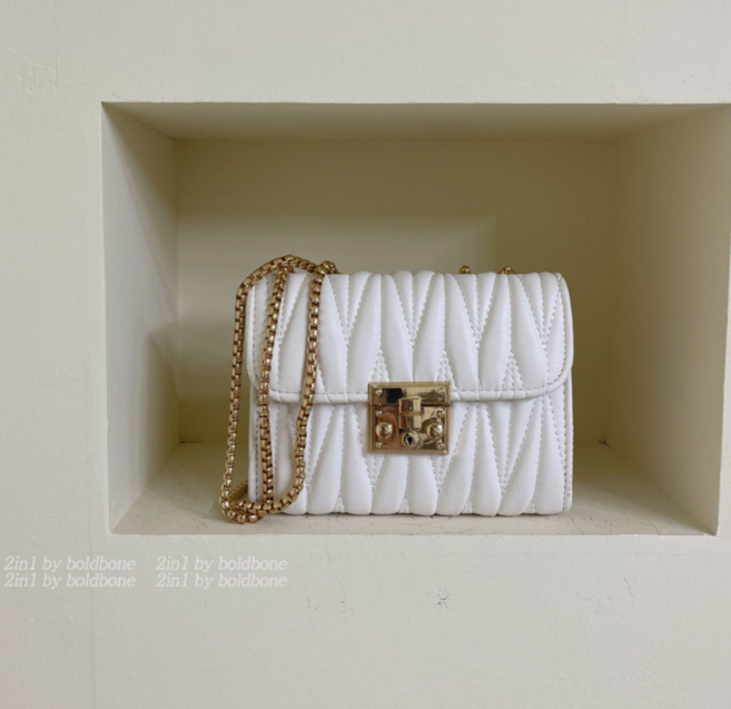 [3ways/골드체인] 링클 주름 미니 버클 체인백 크로스백 숄더백 미니백 2color