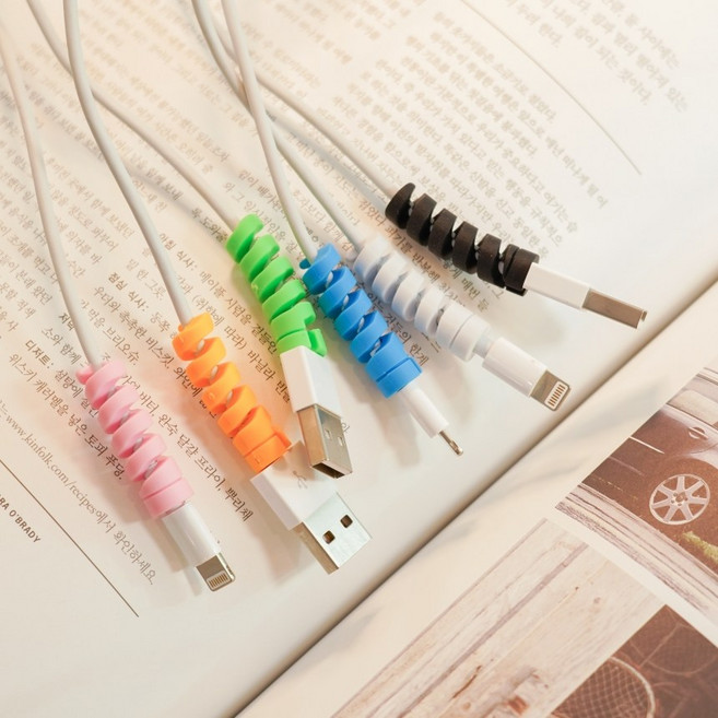 아이폰케이블보호캡 단선방지 스프링 마스크 귀보호대, 블루, 1개