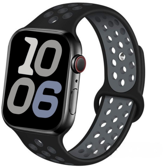 Fegwilde 애플워치 호환 실리콘 더블 컬러 실리콘 스포츠 스트랩 42/41/40/38/49/46/45/44mm 11 10 9 8 7 3 울트라1/2/3 SE1/2/3 밴드, 블랙+그레이